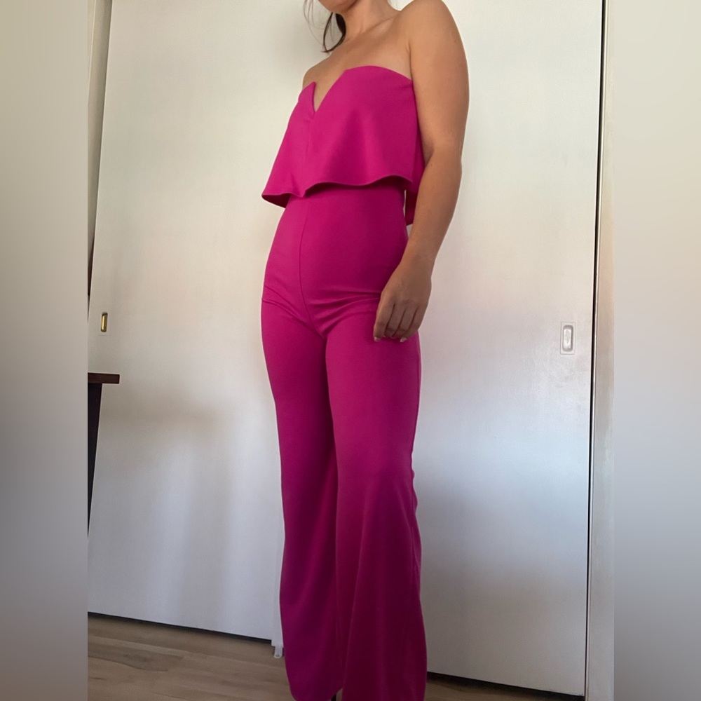 Lulus Pink/Magenta Strapless Jumpsuit
